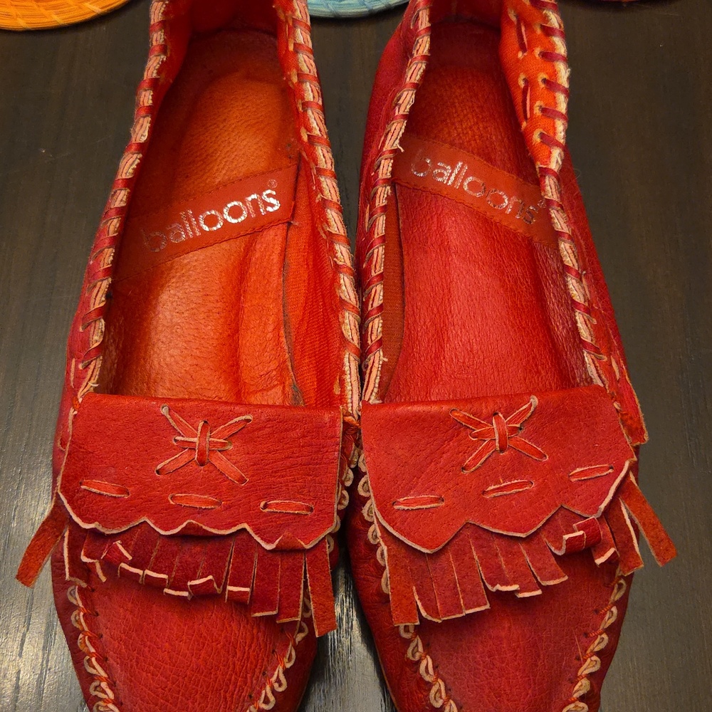 Stylish Red Leather Flats by Balloons